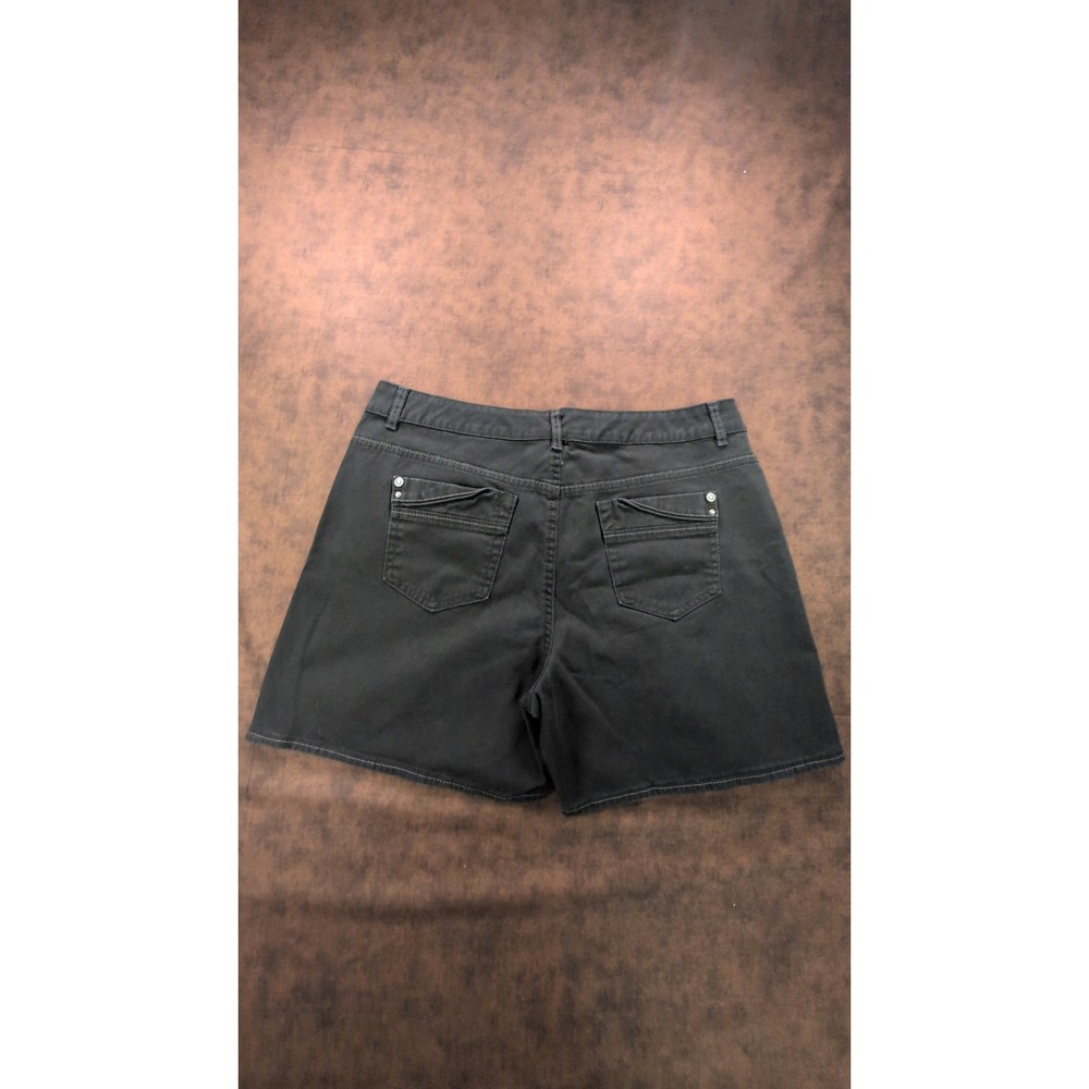 Gloria Vanderbilt Perfect Fit Black Denim Shorts Womens Sz 14 Mid Length Stretch